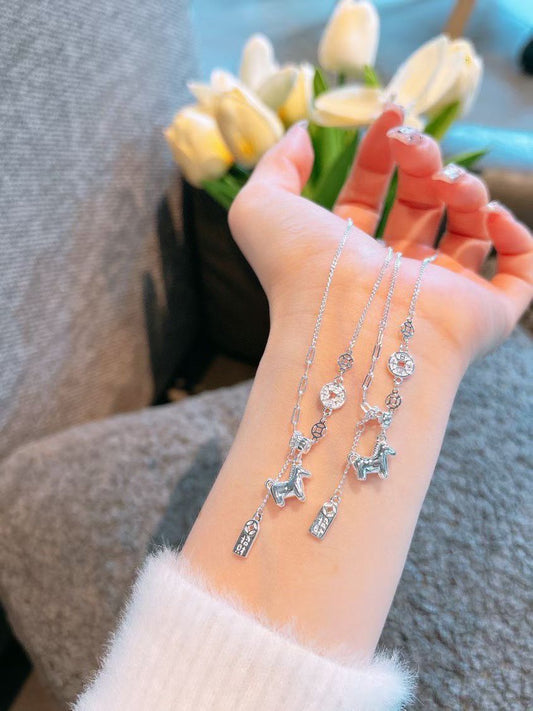 22. Kalung Kuda Lucu Perak 999 dengan Tanda & Sertifikasi S999 22. Cute Horse Neckalce Siver 999 with S999 Mark & Certification