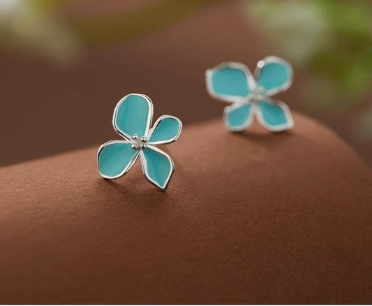 Anting-anting Bunga Melati Perak 999 Desain Fashion Silver 999 Jasmine Flower Earrings Stud Fashion Design