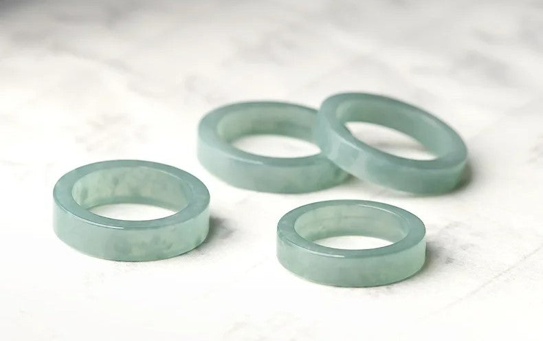 Cincin Giok Alami Tipe A Gaya Bulat & Persegi Panjang Giok Guatemala Jadeite A Type Natural Jade Ring Round & Rectangle Style Guatemala Jadeite Jade