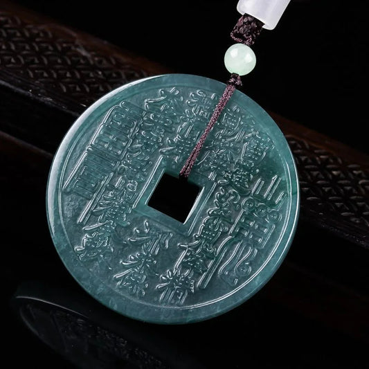 Liontin Desain Koin Uang Kuno Jadeite Jade Guatemala Tipe A Ancient Money Coin Design Pendant Jadeite Jade Guatemala Type A