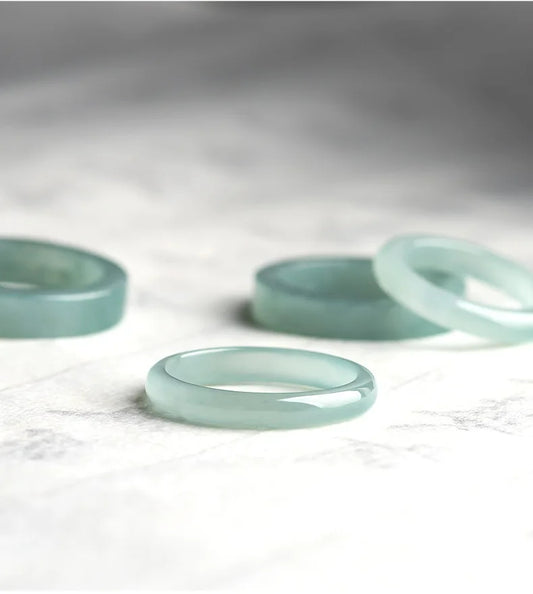 Cincin Giok Alami Tipe A Gaya Bulat & Persegi Panjang Giok Guatemala Jadeite A Type Natural Jade Ring Round & Rectangle Style Guatemala Jadeite Jade