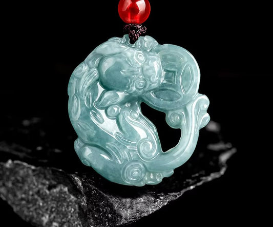 Kalung Liontin Pixiu Money Eater Jadeite Air Biru Guratemala Pixiu Money Eater Jadeite Jade Blue Water Guratemala Pendant Necklace