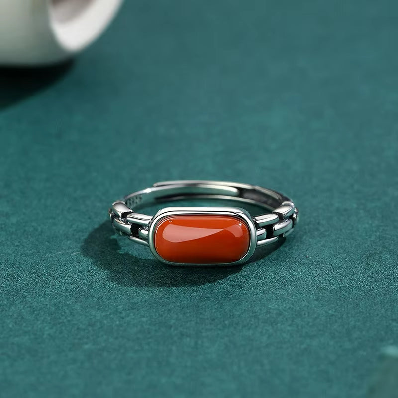 Cincin Terbuka Batu Akik Merah Cina Selatan Baoshan Nanhong Baoshan Nanhong South China Red Agate Ring Open Ring