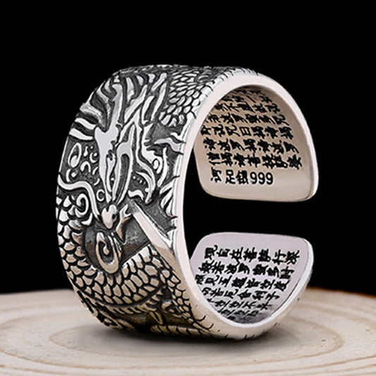 Cincin Perak Sterling Naga Cincin Fashion Unisex yang Dapat Disesuaikan dan Diubah Ukurannya Dragon Sterling Silver Ring Adjustable Resizable Fashion Ring Unisex