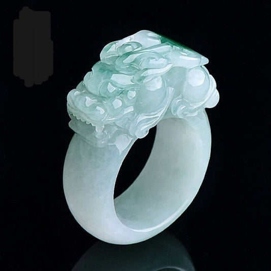 Cincin Giok Naga Burma Jadeite Jade Kerajinan Artistik Dragon Jade Ring Burma Jadeite Jade Artistic Craftsmenship