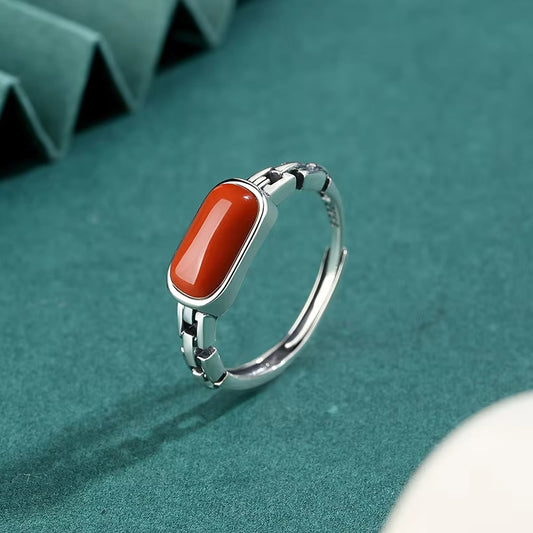 Cincin Terbuka Batu Akik Merah Cina Selatan Baoshan Nanhong Baoshan Nanhong South China Red Agate Ring Open Ring