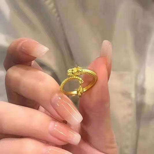Cincin Perak Sterling Naga Cincin Fashion Unisex yang Dapat Disesuaikan dan Diubah Ukurannya Dragon Sterling Silver Ring Adjustable Resizable Fashion Ring Unisex