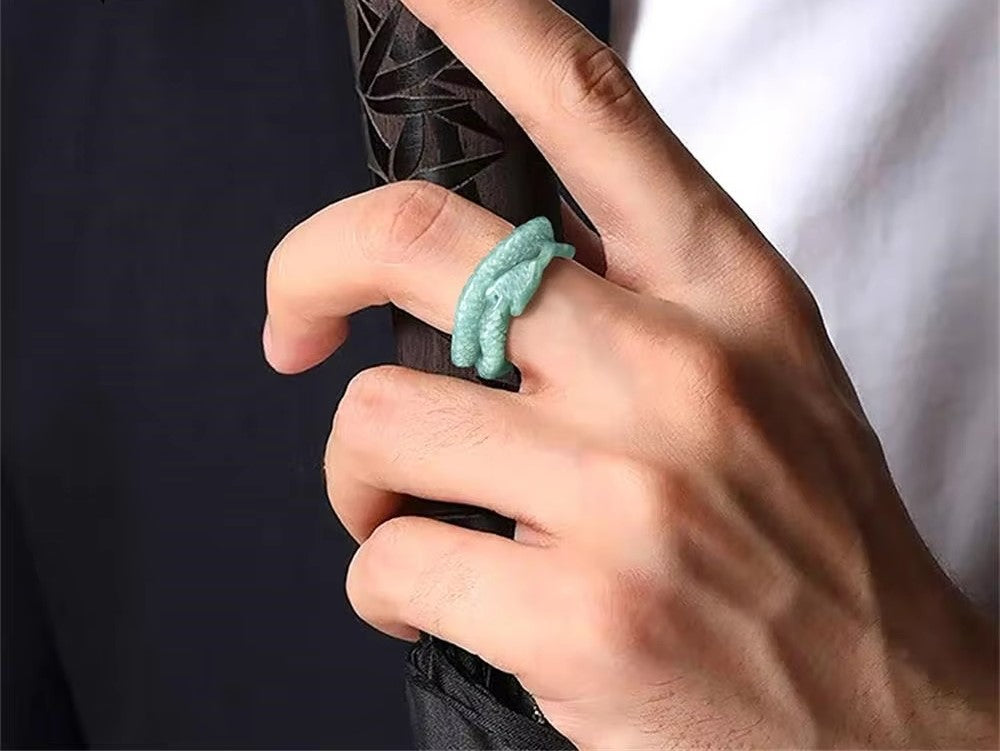 Cincin Giok Alami Tipe A Gaya Bulat & Persegi Panjang Giok Guatemala Jadeite Jade Ring Jadeite Jade Guatemala Chinese Zodic Year Snake