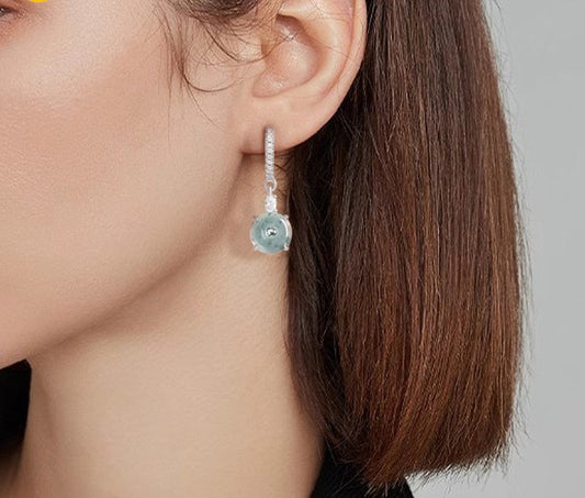Anting Donat Guatemala Jadeite Jade Grade A Light Blue Water S925 Setting Donut Earring Guatemala Jadeite Jade Grade A Light Blue Water S925 Setting